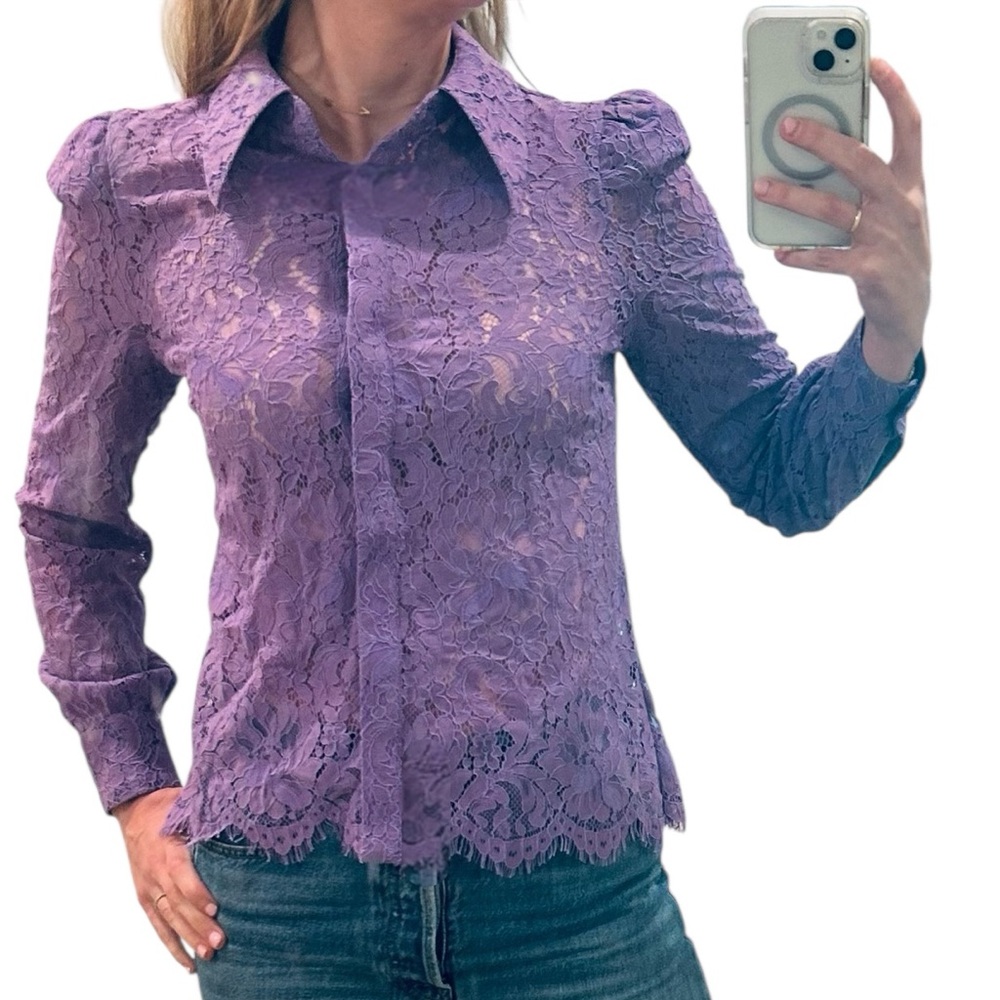 L'AGENCE Jenica Purple Lace Top XS